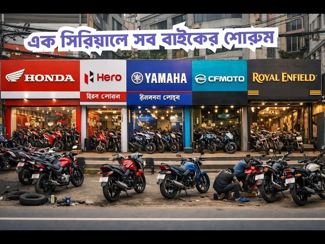 Uttara Bike Showroom Street 🇧🇩  Honda, Hero, Yamaha, CFMOTO & Royal Enfield Showroom Tour  Dhaka B