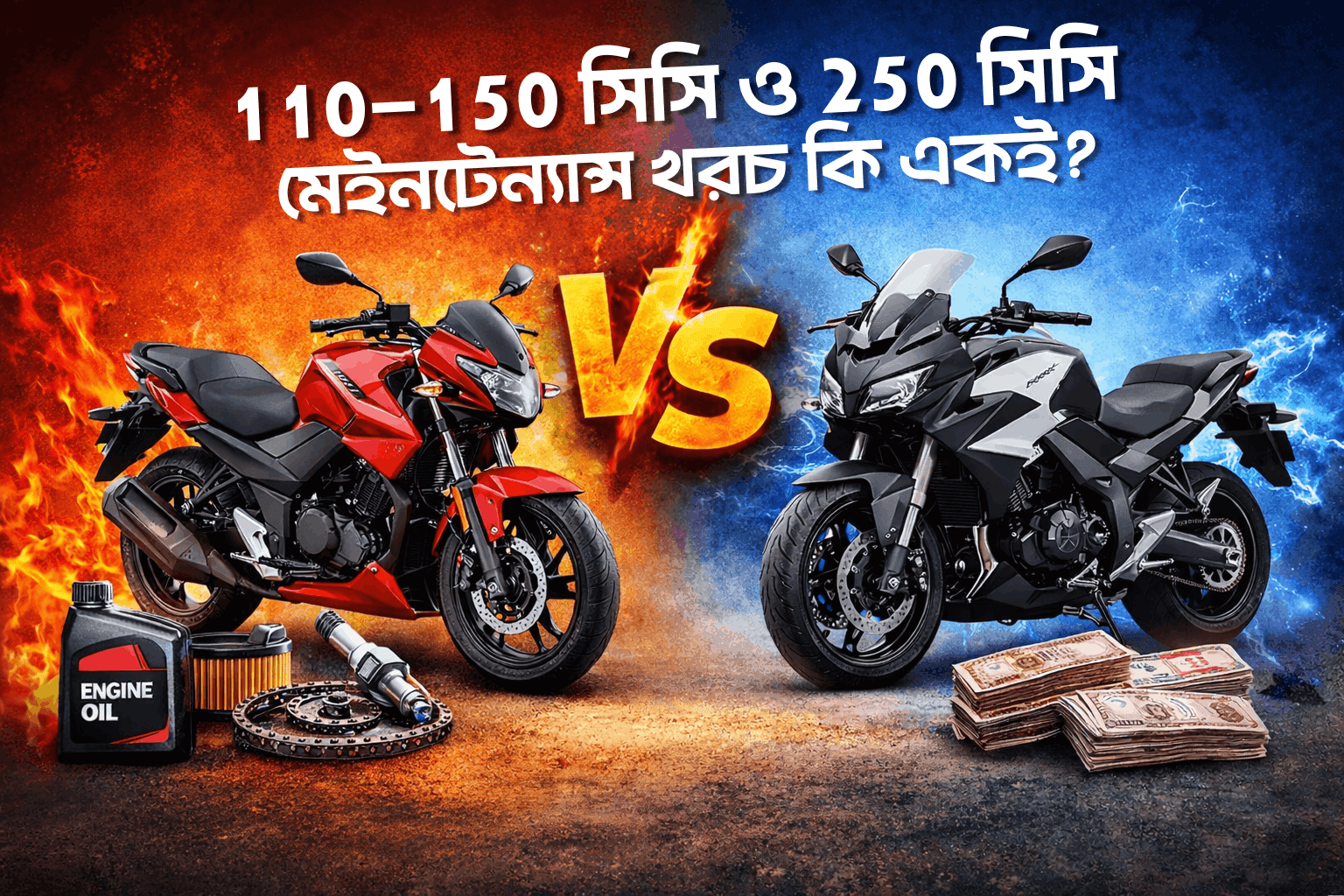 110–150 সিসি ও 250 সিসি মোটরসাইকেলের মেইনটেন্যান্স খরচ কি একই?